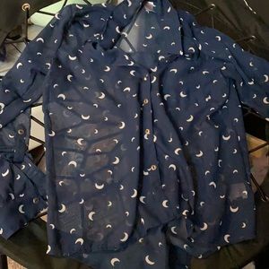 Sheer moon print button up